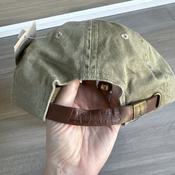 ICON‎ Hat Cap By Adams One Size Leather Strap Cotton Beige Tan Blue Vintage NWT - Picture 4 of 10